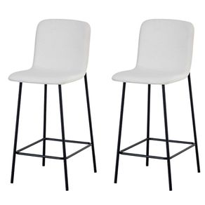 13 Kit 2 Banquetas Altas Celeste Rivatti 98cm -Altura- Em Tecido Off White e Base em Aco Pintada a Po